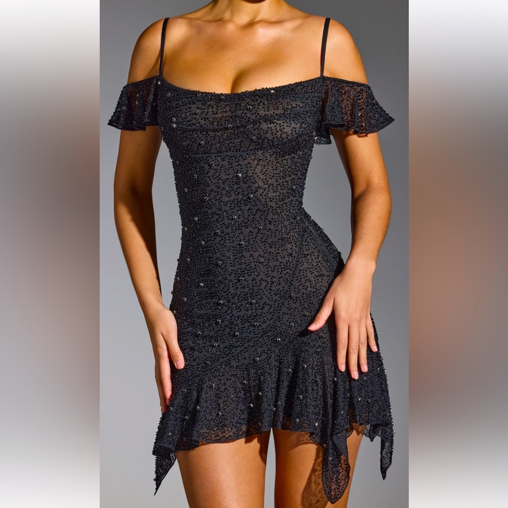 Embellished Off The Shoulder Mini Dress